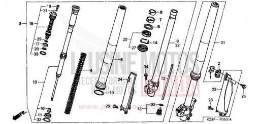 FRONT FORK (2) CR250RW de 1998